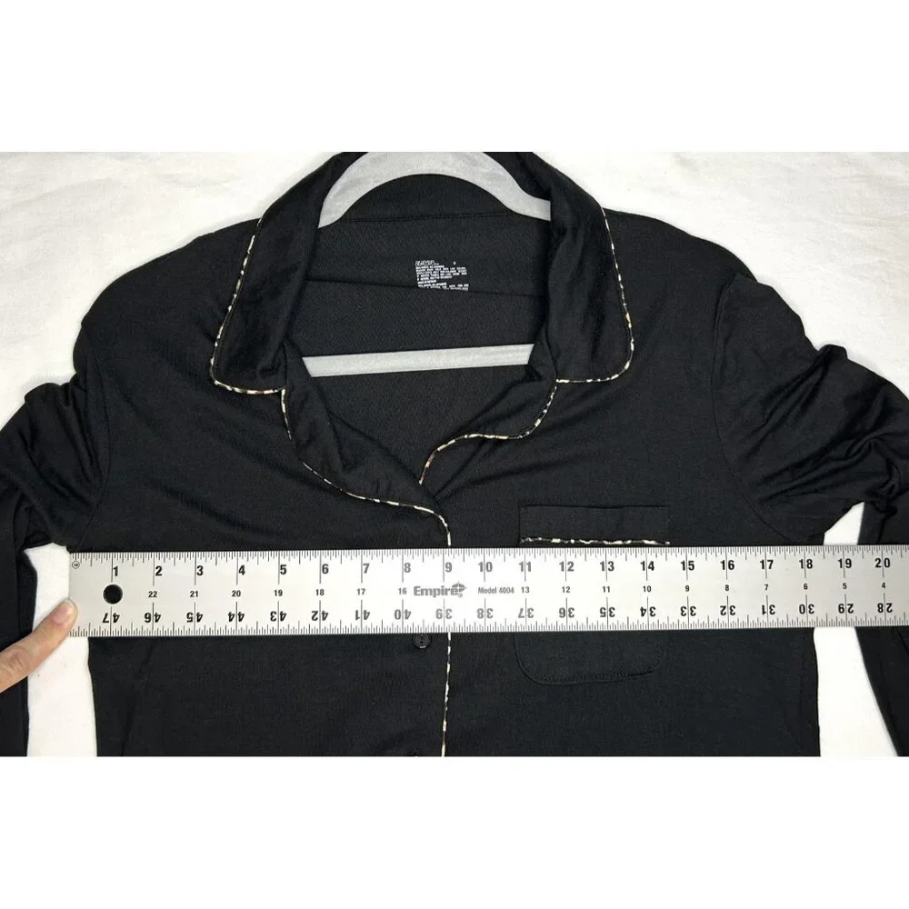Gilligan O'Malley Pajama Top Womens Small Black Modal Long Sleeve Button Up Soft